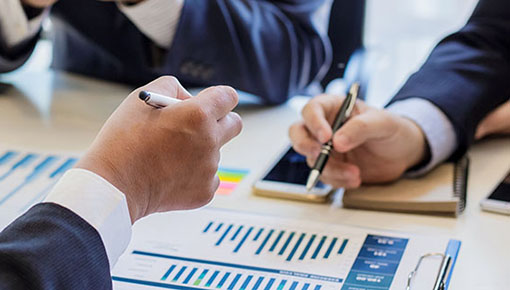 Group of business people meeting to discuss financial investment and marketing.